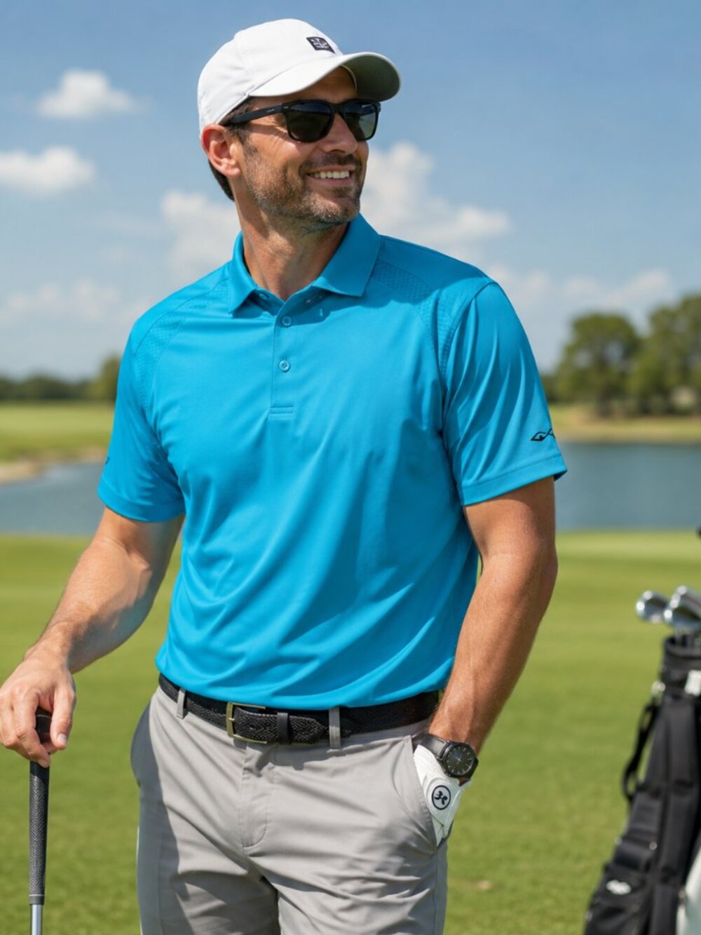 Snake Eyes Dry-18 Performance Golf Polo Medium Turquoise Shirt